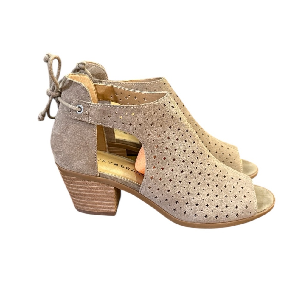 Lucky Brand Bracy Cut Out Peep-Toe Booties Women’s Size 8 Tan